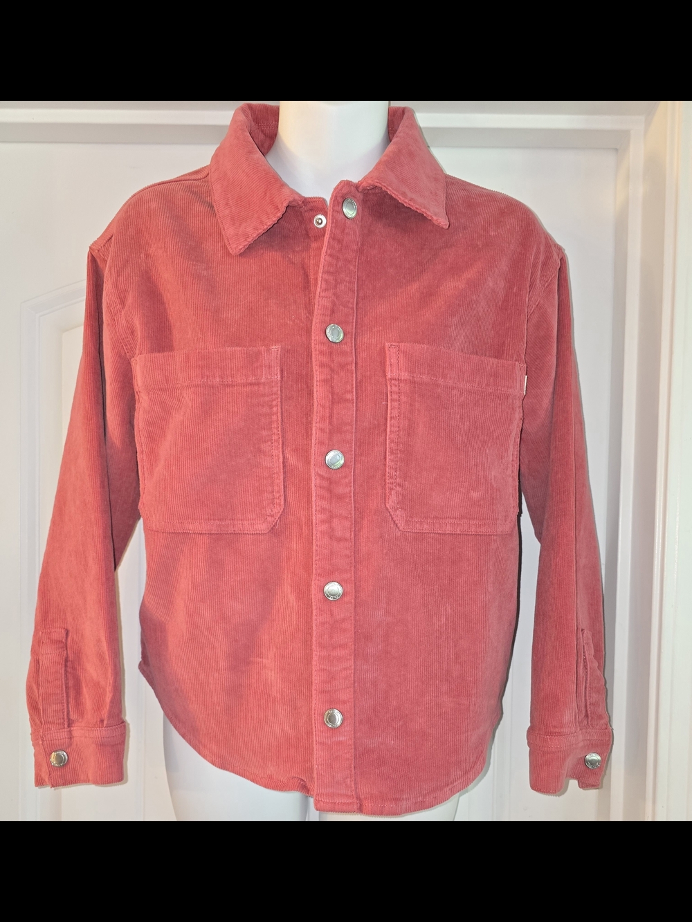 DL1961 Deep Blush Corduroy Button-Up Shacket - Size Large